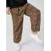 Mens Vintage Plaid Cotton Elastic Waist Drawstring Jogger Pants Mens Vintage Plaid Cotton Elastic Waist Drawstring Jogger Pants