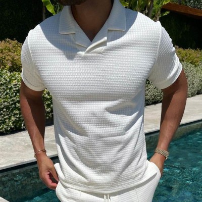 Men's white short sleeve polo shirt HE1402-02-04 Men's white short sleeve polo shirt HE1402-02-04