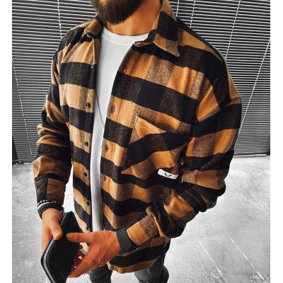 Men's plaid long sleeve polo shirt HE1510-04-02 Men's plaid long sleeve polo shirt HE1510-04-02