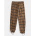 Mens Vintage Plaid Cotton Elastic Waist Drawstring Jogger Pants Mens Vintage Plaid Cotton Elastic Waist Drawstring Jogger Pants