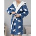 Mens Thick Star Print Home Sashes Plush Warm Hooded Sleepwear Robes With Pocket Mens Thick Star Print Home Sashes Plush Warm Hooded Sleepwear Robes With Pocket