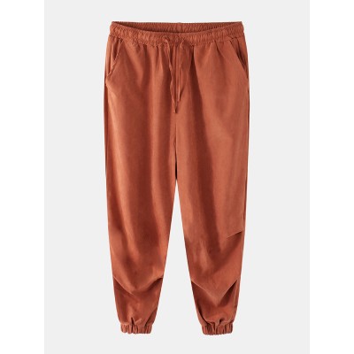 Mens Solid Color Pleated Embroidered Drawstring Waist Casual Jogger Pants Mens Solid Color Pleated Embroidered Drawstring Waist Casual Jogger Pants