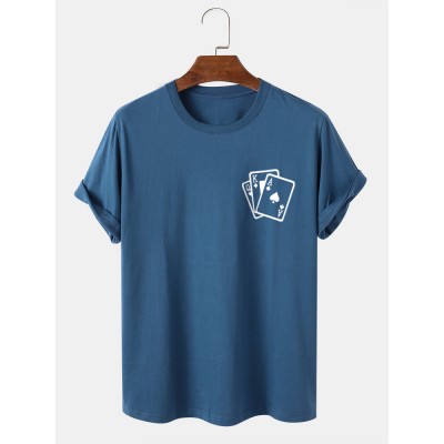 Mens Poker Chest Print 100 Cotton Casual Short Sleeve T Shirt Mens Poker Chest Print 100 Cotton Casual Short Sleeve T Shirt