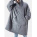Mens Flannel Thicken Oversized Kangaroo Pocket Blanket Hoodies Warm Homewear Mens Flannel Thicken Oversized Kangaroo Pocket Blanket Hoodies Warm Homewear