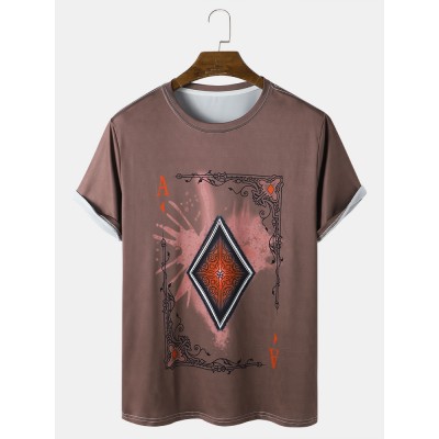 Mens Poker Element Graphic Round Neck Casual Short Sleeve T Shirts LU MINGKUN-Exclusive link Mens Poker Element Graphic Round Neck Casual Short Sleeve T Shirts LU MINGKUN-Exclusive link