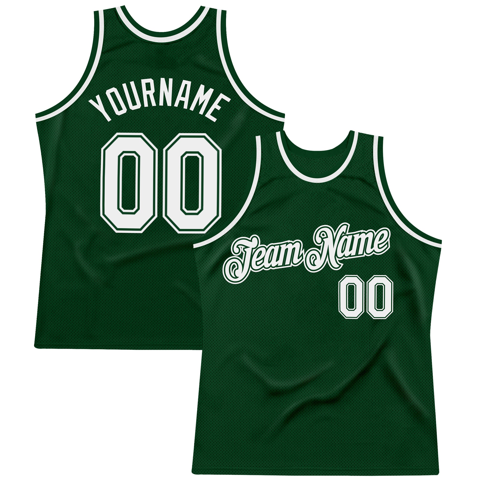 Custom Green White Authentic Throwback Basketball Jersey