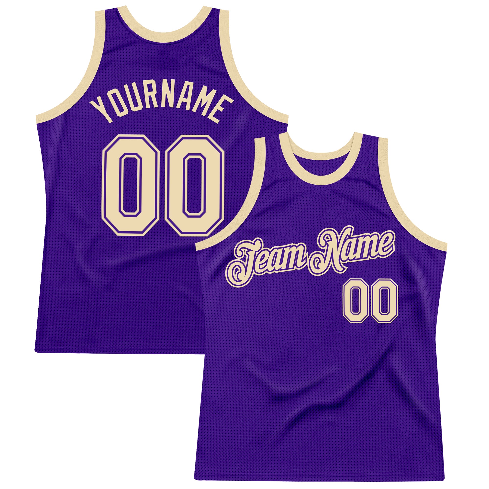 Custom Purple Cream Authentic Throwback Basketball Jersey