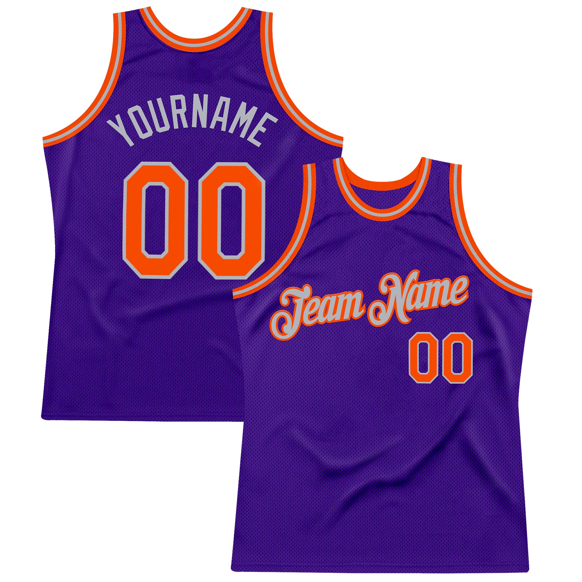 Custom Purple Orange-Gray Authentic Throwback Basketball Jersey