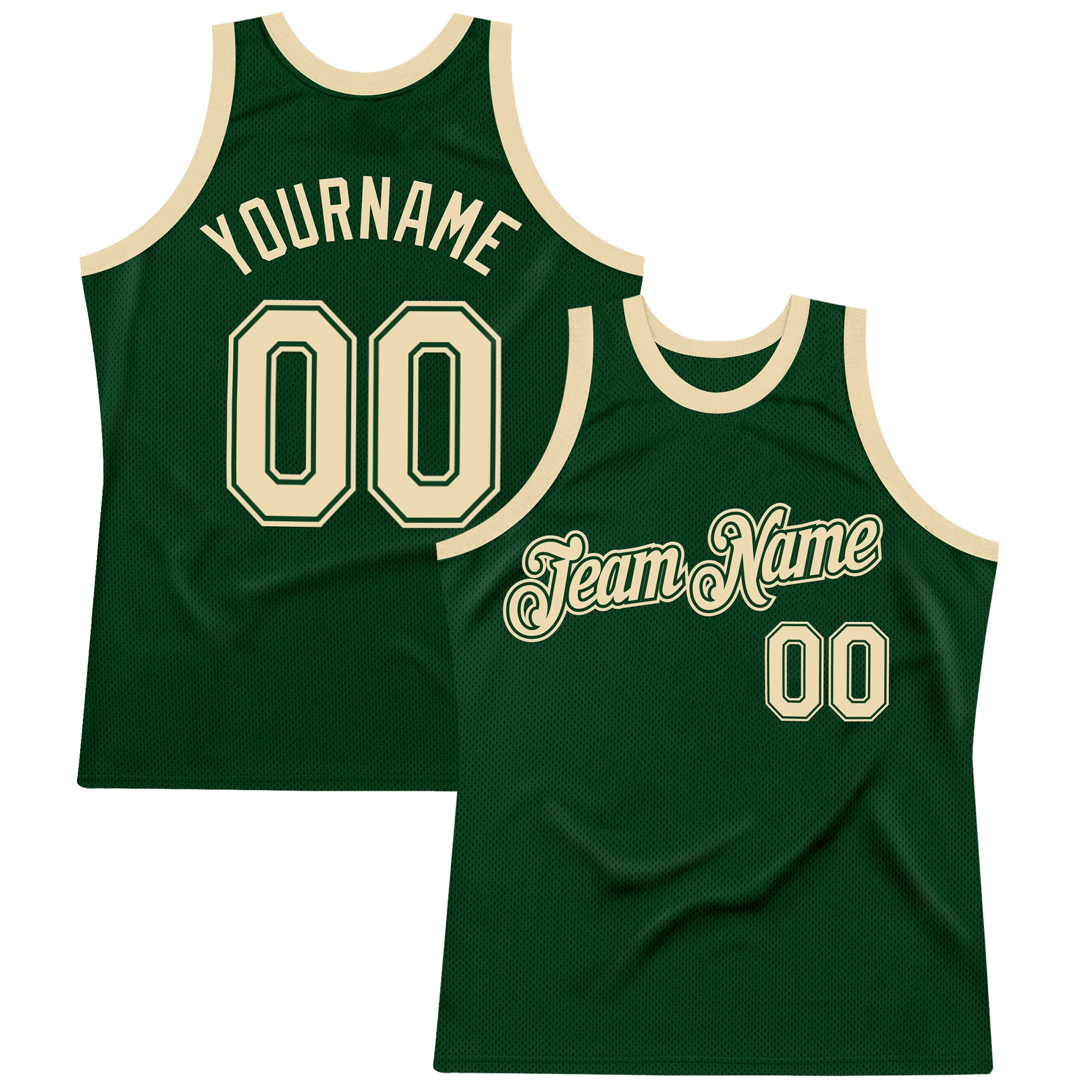 Custom Green Cream Authentic Throwback Basketball Jersey