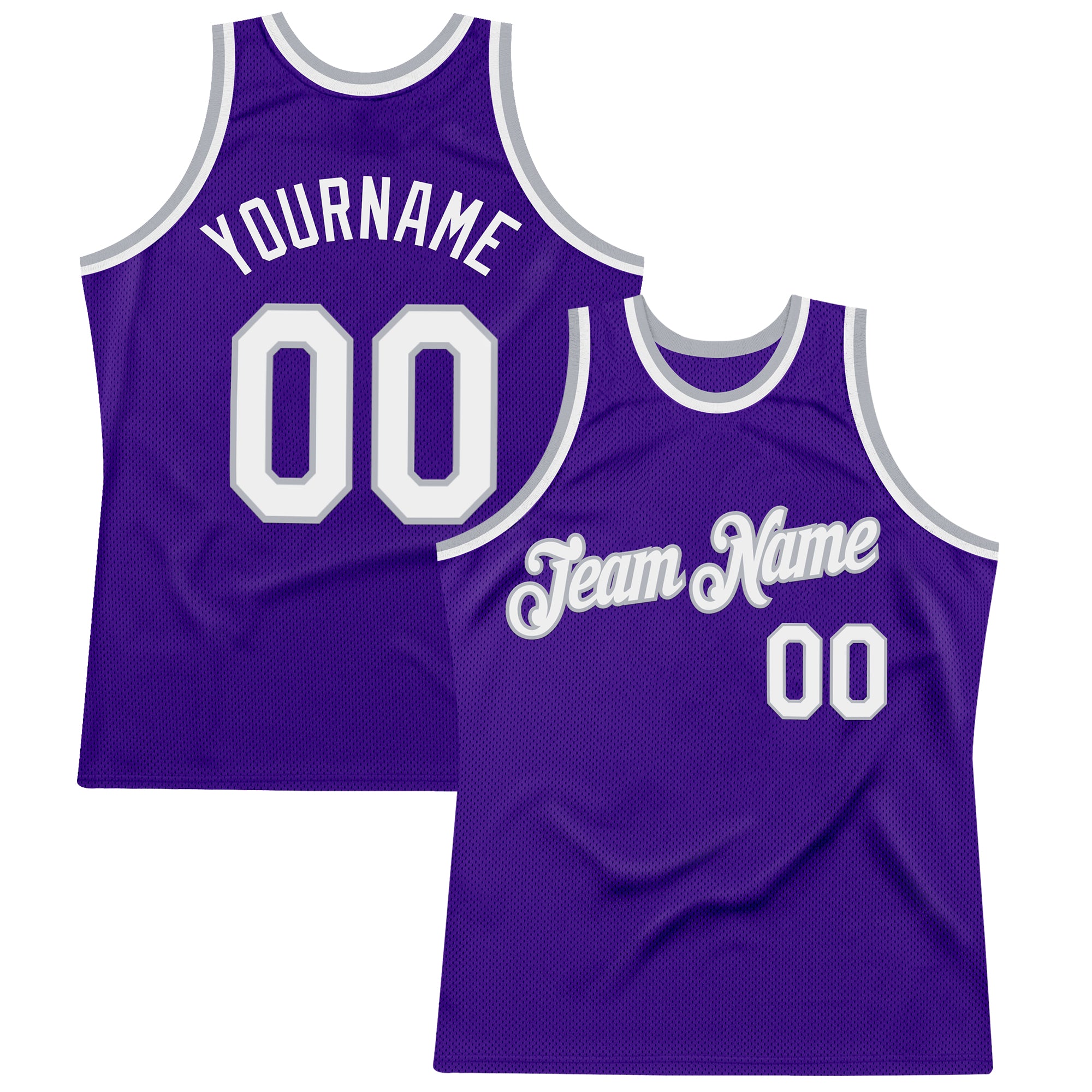 Custom Purple White-Gray Authentic Throwback Basketball Jersey